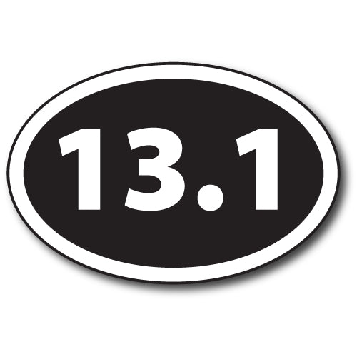 13.1 Half Marathon Inverted Black Oval Car Magnet 4x6" Decal Heavy Duty Waterproof …