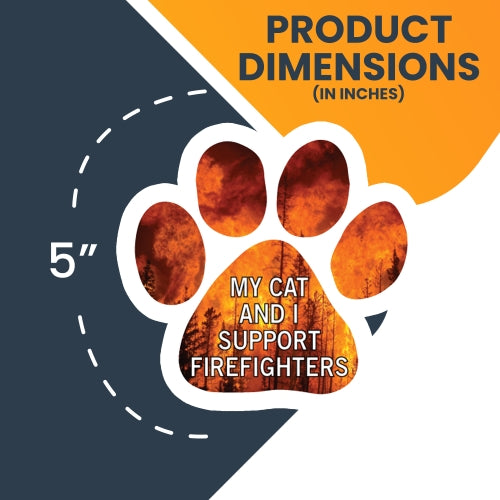 Magnet Me Up My Cat and I Support Firefighters Car Magnet 5" Paw Print Auto Truck Decal Magnet …