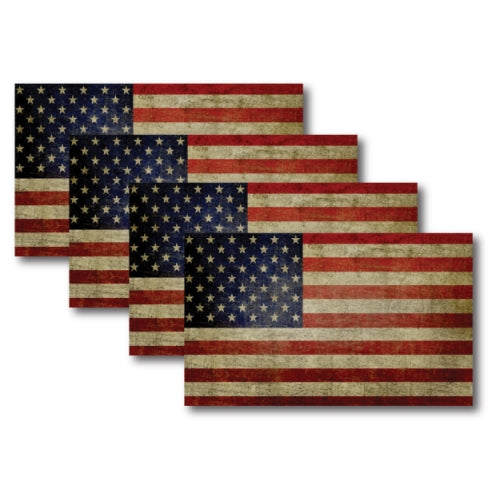 Weathered American Flag Car Magnet Decals -4 pack - 3 x 5 -Heavy Duty for Car Truck SUV …