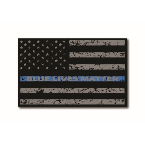 Thin Blue Line Distressed American Flag Car Magnet Blue Lives Matter For Car Truck SUV Heavy Duty Waterproof - 5 x 8 In Support of Police and Law Enforcement Officers