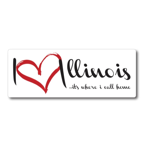 I Love (heart) Illinois, It's Where I Call Home Car Magnet 3X8" US State Flag Refrigerator Locker SUV Heavy Duty Waterproof …