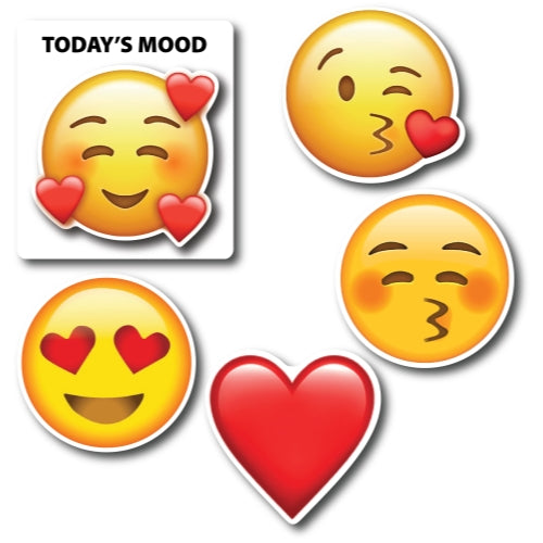 Today's Mood 5 Pack Emoticon Magnets, Variety of Mini Love Emoticon Decals Perfect for Car or Truck