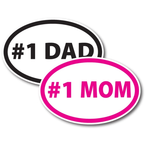 #1 Mom and #1 Dad Car Magnets - Combo Pack - 4 x 6 Oval Heavy Duty Magnets for Car Truck SUV Waterproof …