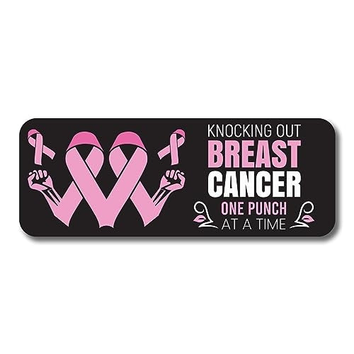 Magnet Me Up Knocking Out Breast Cancer Awareness Magnet Decal, 3x8 Inches, Heavy Duty Automotive Magnet for Car Truck SUV Or Any Other Magnetic Surface