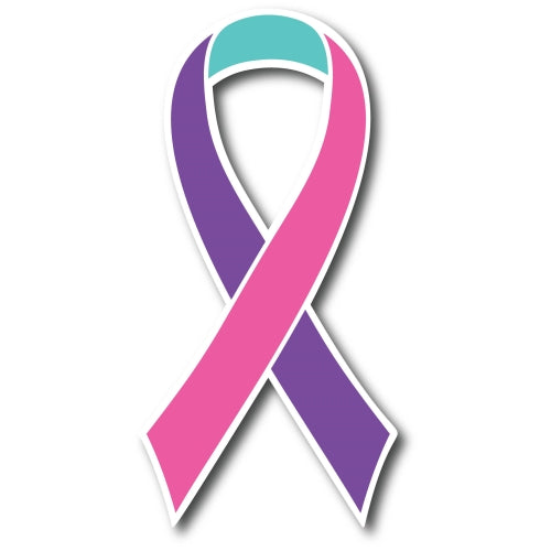 Magnet Me Up Blue, Pink, and Teal Thyroid Cancer Awareness Ribbon Car Magnet Decal Heavy Duty Waterproof