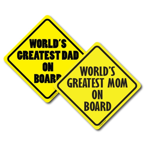 World's Greatest Mom and World's Greatest Dad on Board, Combo Pack Car Magnets- Includes Two 5 x 5 Heavy Duty Magnets for Car Truck SUV Waterproof …