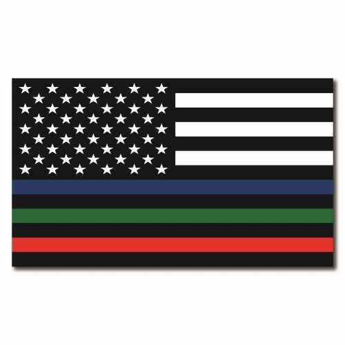 7x12 Tri-Color Thin Blue Line American Flag in Support of Police, Fire, Military