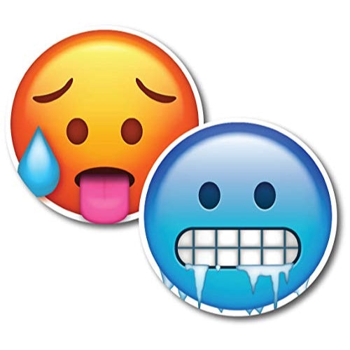 Magnet Me Up Hot and Cold Emoticon Magnet Decal, 5 Inch, 2 Piece Combo Pack, Cute Self-Expression Decorative Magnet for Car, Truck, SUV, Or Any Other Magnetic Surface