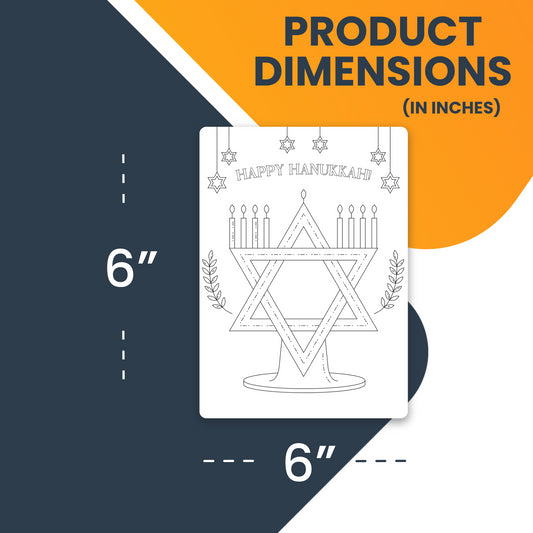 Magnet Me Up Color Your Own Hanukkah Menorah with Coins, Dreidels and Sufganiyah Donuts, DIY Coloring Holiday Magnet Decal for Chanukkah, 6x6 inch, Creative Artistic Gift Idea, Perfect for Kids