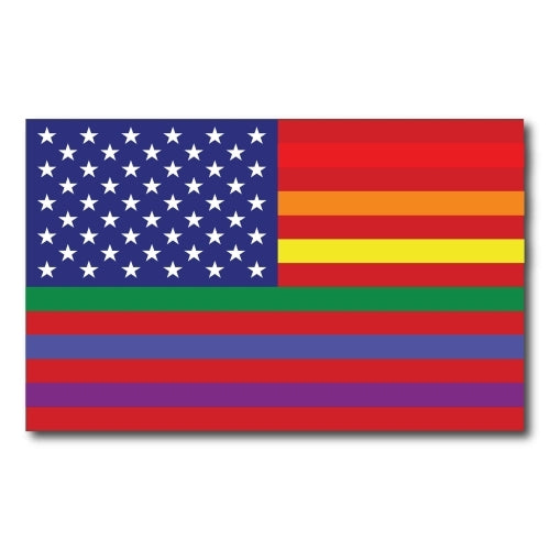 Gay Pride Rainbow American Flag Car Magnet Decal - LGBT - 5x8 - Waterproof