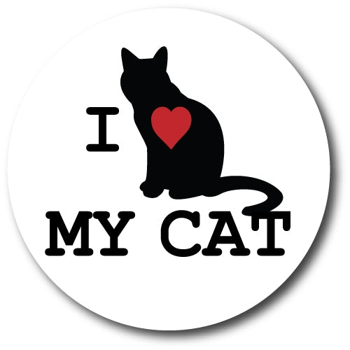 I Love Heart My Cat 5 inch Round Car Magnet Decal Heavy Duty Waterproof …