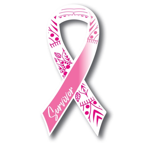 Magnet Me Up Breast Cancer Awareness Pink Mandala Survivor Ribbon Magnet Decal, 3.5x7 Inches, Heavy Duty Automotive Magnet for Car Truck SUV