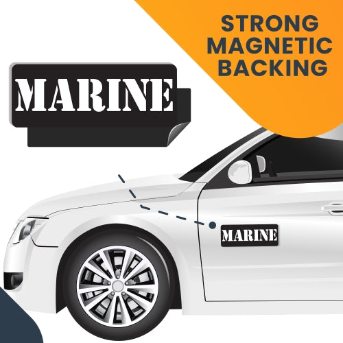 Marine Magnet 3x8" Black and White Decal Perfect for Car or Truck