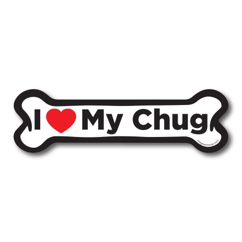 Magnet Me Up I Love My Chug Dog Bone Car Magnet - 2x7 Dog Bone Auto Truck Decal Magnet …