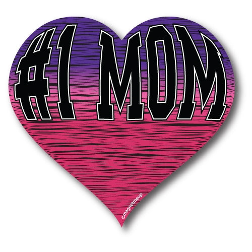 #1 Mom Car Magnet - Pink and Purple Heart Heavy Duty Magnet for Car Truck SUV Waterproof …