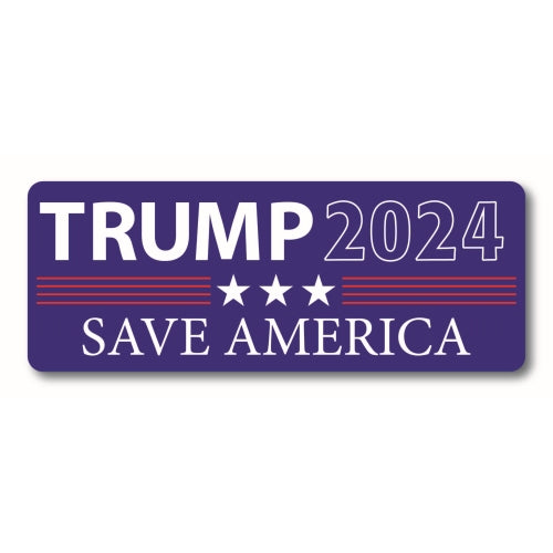 Trump 2024 Save America - 3x8 Rectangle Car Magnet, Republican Party, Great for Car, Truck, SUV, Mailbox, Fridge