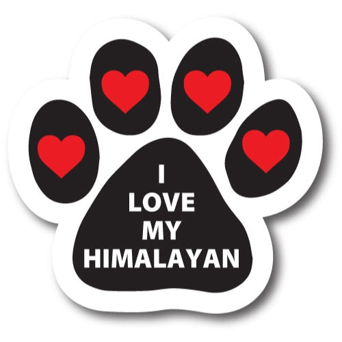 I Love My Himalayan Black Pawprint with Red Hearts Car Magnet By Magnet Me Up 5" Paw Print Auto Truck Decal Magnet …