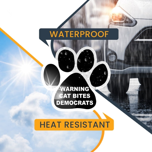 Magnet Me Up Warning Cat Bites Democrats Pawprint Car Magnet - 5" Paw Print Auto Truck Decal Magnet …