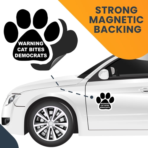 Magnet Me Up Warning Cat Bites Democrats Pawprint Car Magnet - 5" Paw Print Auto Truck Decal Magnet …