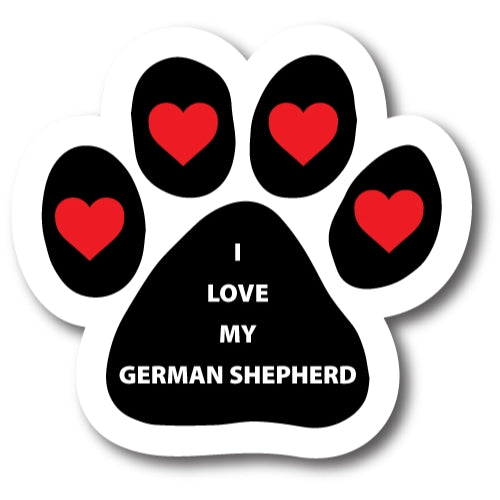I Love My German Shepherd Pawprint Car Magnet By Magnet Me Up 5" Paw Print Auto Truck Decal Magnet …