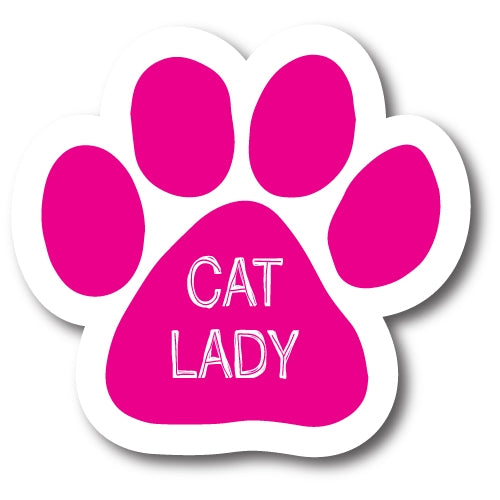 Cat Lady Pawprint Car Magnet By Magnet Me Up 5" Pink Paw Print Auto Truck Decal Magnet …