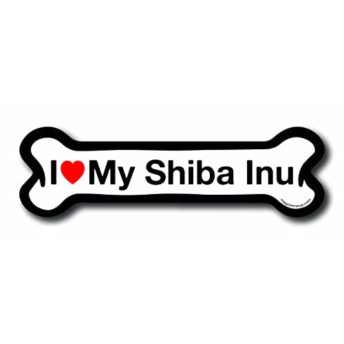 Magnet Me Up I Love My Shiba Inu Dog Bone Car Magnet - 2x7 Dog Bone Auto Truck Decal Magnet