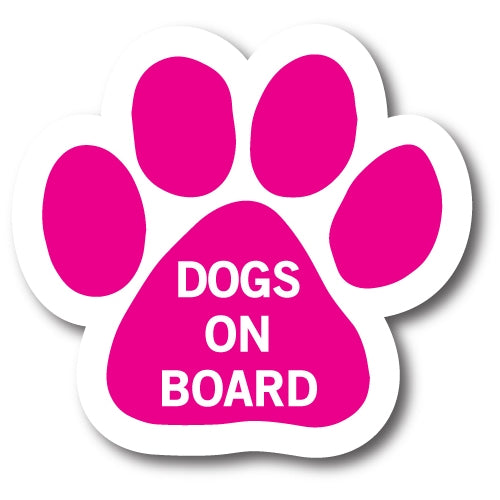 Dogs on Board Pink Pawprint Car Magnet By Magnet Me Up 5" Paw Print Auto Truck Decal Magnet …