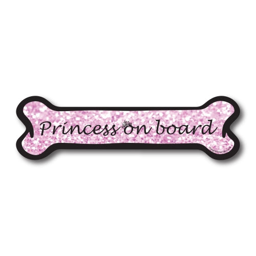 Princess on Board Pink Sparkly Dog Bone Car Magnet By Magnet Me Up 2x7" Dog Bone Auto Truck Decal Magnet …