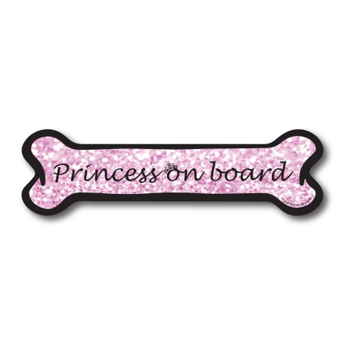 Princess on Board Pink Sparkly Dog Bone Car Magnet By Magnet Me Up 2x7" Dog Bone Auto Truck Decal Magnet …