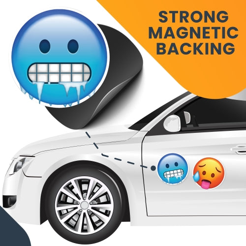 Magnet Me Up Hot and Cold Emoticon Magnet Decal, 5 Inch, 2 Piece Combo Pack, Cute Self-Expression Decorative Magnet for Car, Truck, SUV, Or Any Other Magnetic Surface