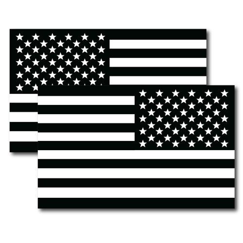 Magnet Me Up Black and White American Flag & Opposing Black and White American Flag 5x8 Magnet Decal