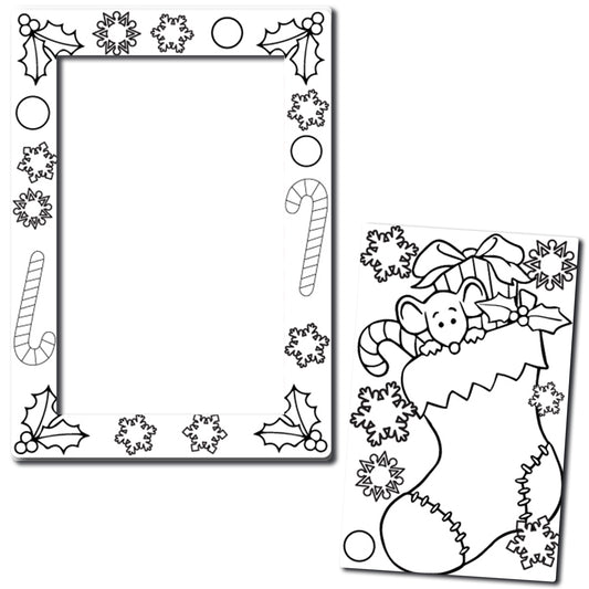 Color Your Own Christmas Stocking Picture Frame Magnet, DIY, Decorate a Holiday Magnetic Picture Frame - 5 x 7" Frame with a 3.5 x 5.5" Cut-Out Center Magnet