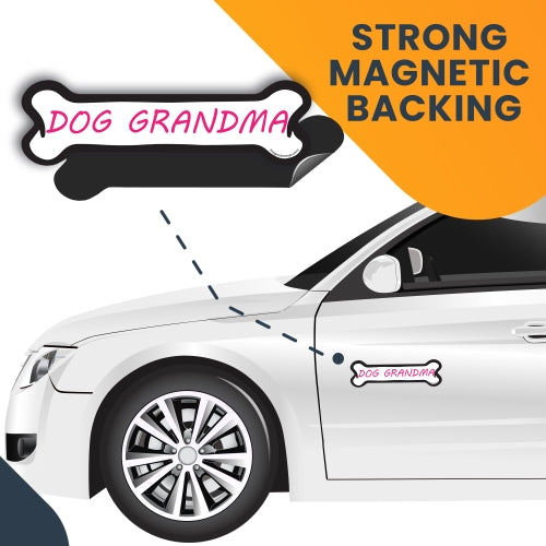 Dog Grandma Dog Bone Car Magnet - 2 x 7" Dog Bone Heavy Duty Decal for Car Truck SUV Waterproof …