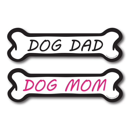 Dog Dad and Dog Mom, 2 Pack Dog Bone Car Magnets- 2 x 7" Dog Bone Decals Heavy Duty for Car Truck SUV Waterproof …