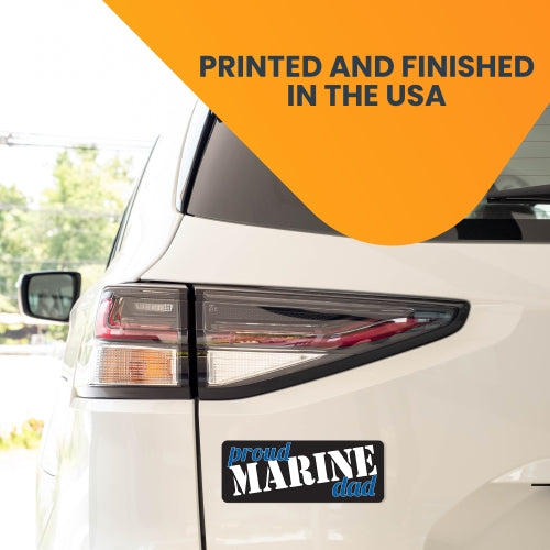 Magnet Me Up Proud Marine Dad Magnet 3x8 Navy, White and Blue Decal Perfect for Car or Truck