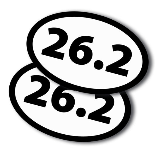 Magnet Me Up 26.2 Marathon Black Oval Runner Adhesive Decal Sticker, 2 Pack, 5.5x3.5 Inch, Heavy Duty Adhesion to Car Window, Bumper, etc