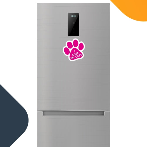 Magnet Me Up I Love My Cats Pawprint Car Magnet - 5" Pink Paw Print Auto Truck Fridge Magnetic Decal …