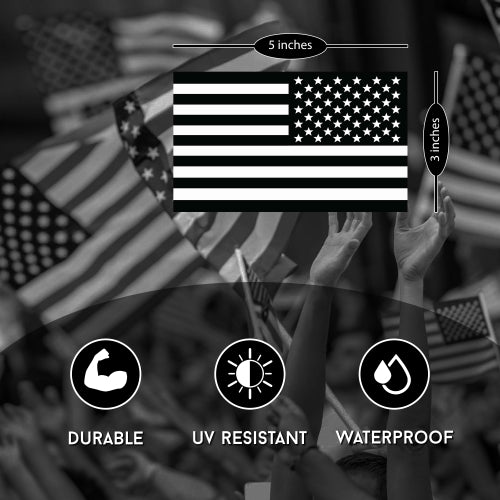 Black and White Reverse American Flag Car Magnet Decal - 3 x 5 Heavy Duty for Car Truck SUV