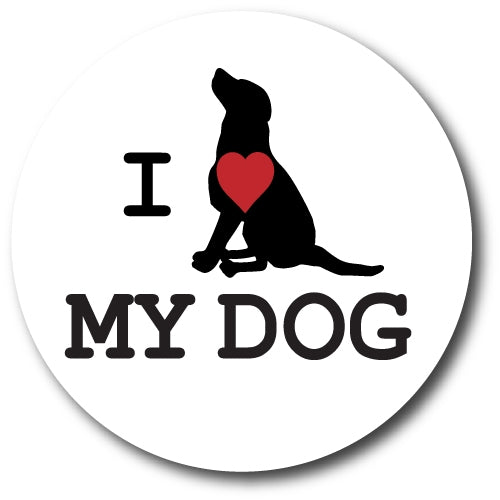 I Love Heart My Dog 5 inch Round Car Magnet Decal Heavy Duty Waterproof …