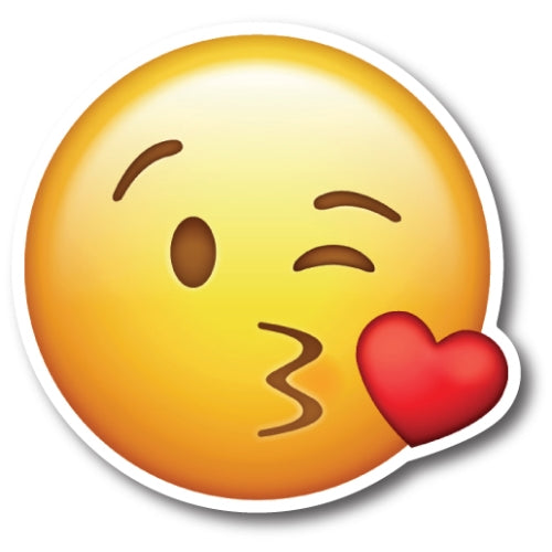 Heart Kissy Face Emoticon Magnet Decal Perfect for Car or Truck