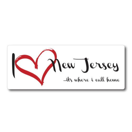 I Love (heart) New Jersey, It's Where I Call Home Car Magnet 3x8" US State Flag Refrigerator Locker SUV Heavy Duty Waterproof …