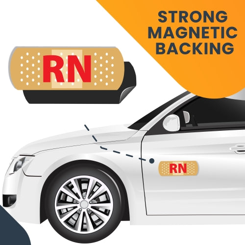 RN Band Aid Car Magnet 3 x 8" Decal Great for Car Truck Refrigerator Locker SUV Heavy Duty Waterproof …