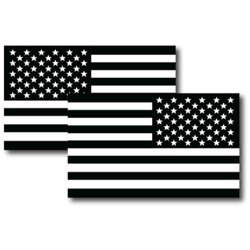 Magnet Me Up Black and White American Flag & Opposing Black and White American Flag 3x5 Magnet Decal