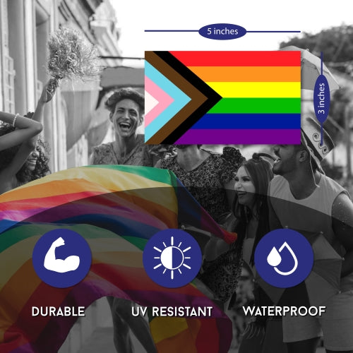 Gay Pride Progress Pride Flag LGBTQ 2PK Car Magnet Decal - LGBT - 3x5 - Waterproof Lesbian Gay Bisexual Transexual