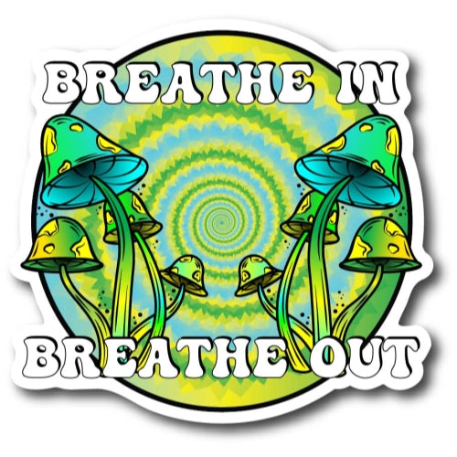 Magnet Me Up Breathe in, Breathe Out Psychedelic Mushroom Tie Dye Magnet Decal, 5 Inches, Heavy Duty Automotive Magnet for Car Truck SUV or Any Other Magnetic Surface