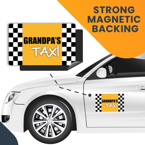 Grandpa's Taxi Car Magnet Decal - 5 x 8 Heavy Duty for Car Truck SUV Waterproof