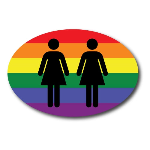 LGBT 2 Females Oval Car Magnet 4x6" Decal Heavy Duty Waterproof …
