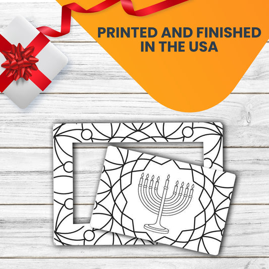 Color Your Own Hanukkah Menorah Picture Frame Magnet, DIY, Decorate a Holiday Magnetic Picture Frame - 5 x 7" Frame with a 3.5 x 5.5" Cut-Out Center Magnet