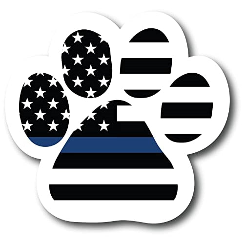 Magnet Me Up Thin Blue Line Pawprint Magnet Decal with White Outline, 5 Inch, Heavy Duty Automotive Magnet for Car Truck SUV
