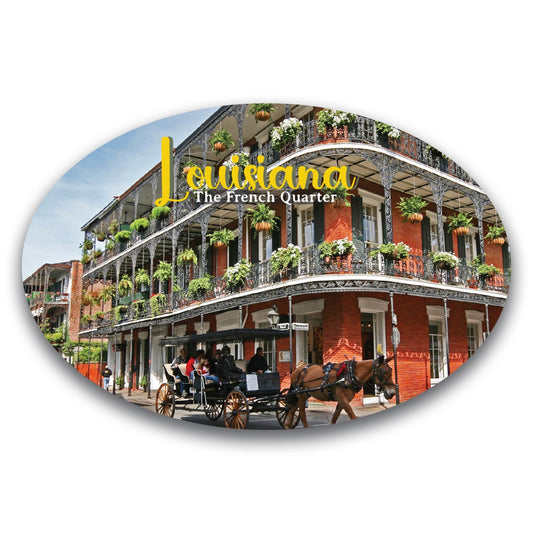 Magnet Me Up Louisiana New Orleans French Quarter Oval Magnet Decal, 4x6 Inch, Heavy Duty Automotive Magnet for Car, Truck or SUV, for Mardi Gras and Architecture Enthusiasts, Crafted in USA